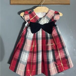 Bonnie Baby Checkered Print Short Sleeve Holiday Dress